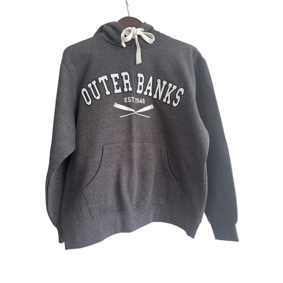 Outer Banks Gray Sweatshirt w/ neckline drawstring, front pockets, hood -Size: L - Picture 2 of 5